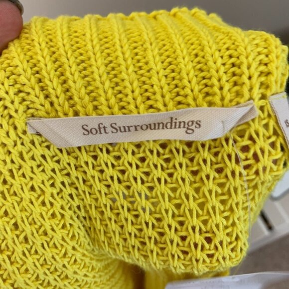 Soft Surroundings Cotton Blend Yellow Cold Shoulder Sweater XS - NEW - Picture 7 of 8
